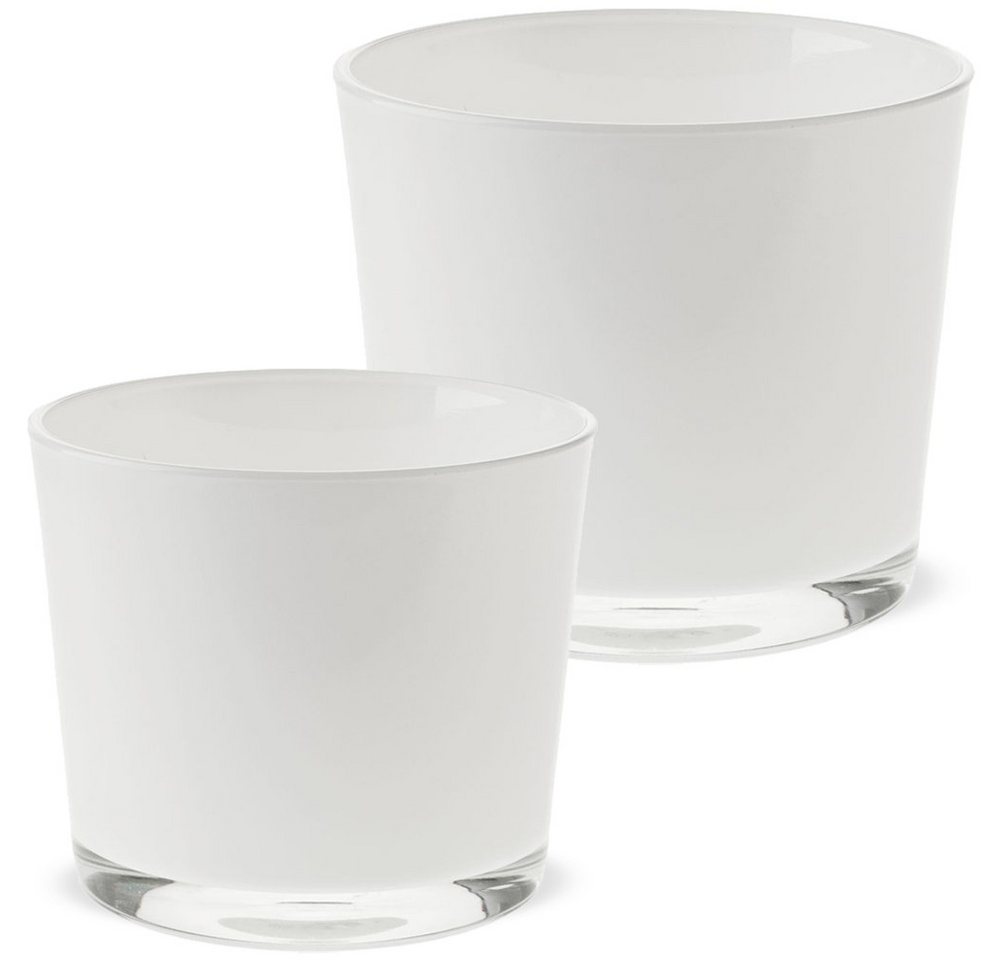 matches21 HOME & HOBBY Blumentopf Glastopf rund Pflanzgefäß Teelichtglas Glas weiß Ø 11,5 cm (1 St) Bild 2
