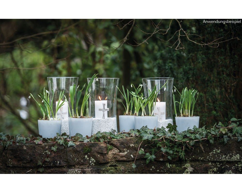 matches21 HOME & HOBBY Blumentopf Glastopf rund Pflanzgefäß Teelichtglas Glas weiß Ø 11,5 cm (1 St) Bild 3