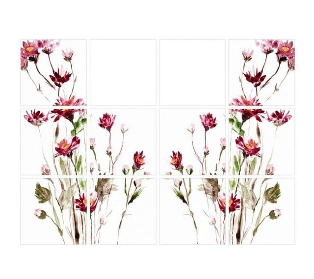 K&L Wall Art Fliesenaufkleber selbstklebend Wandschutz Sticker Set Sommer Blumen Rot