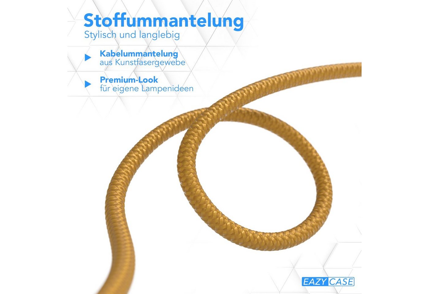 EAZY CASE Lampenfassung 3x E27 Lampensockel 5m Kabel & Schalter DIY Lampen, (1-St), E27 Lampenfassung mit Stromtecker Stoff Kabel Vintage Leuchte Bronze