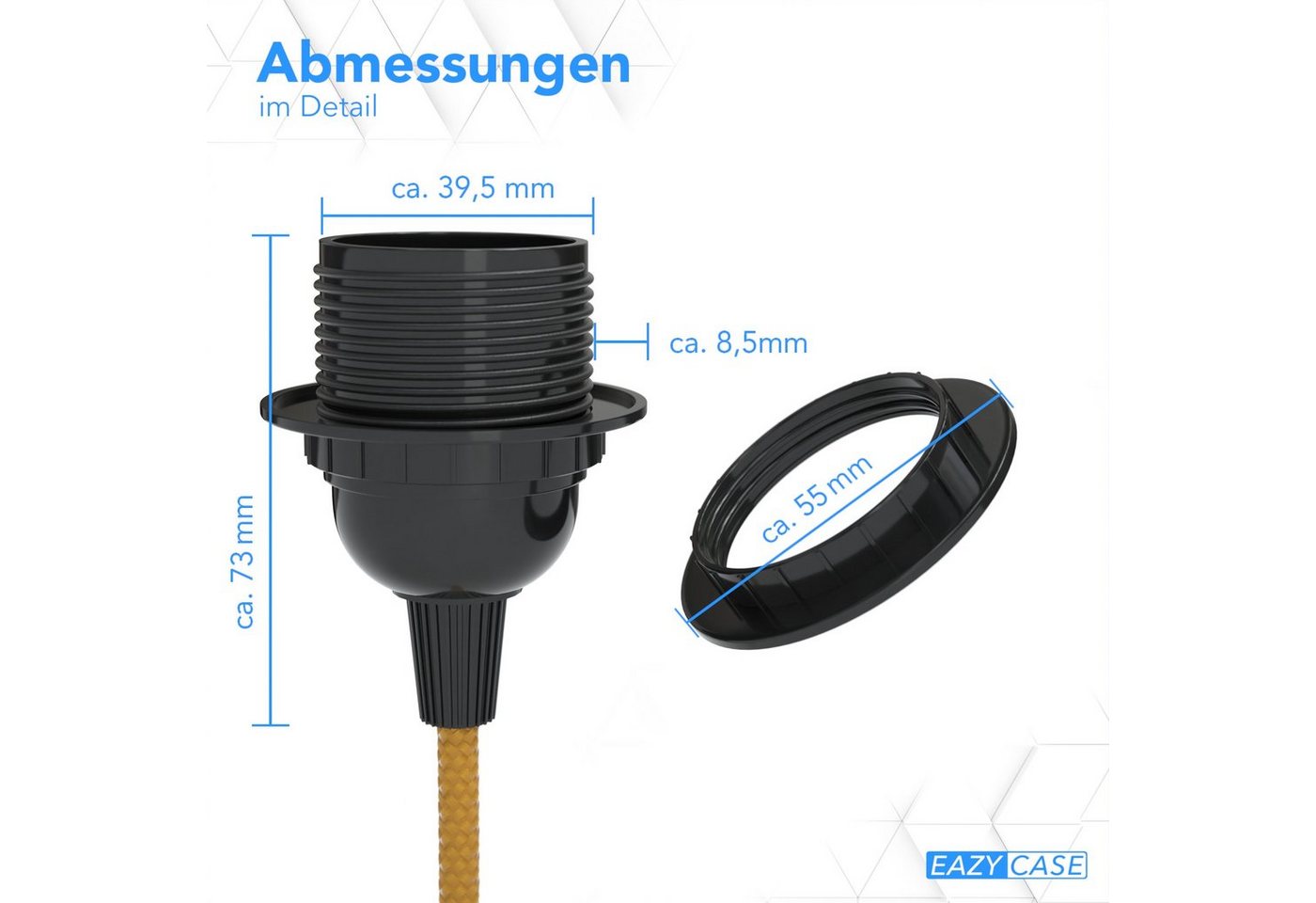 EAZY CASE Lampenfassung 3x E27 Lampensockel 5m Kabel & Schalter DIY Lampen, (1-St), E27 Lampenfassung mit Stromtecker Stoff Kabel Vintage Leuchte Bronze Bild 2