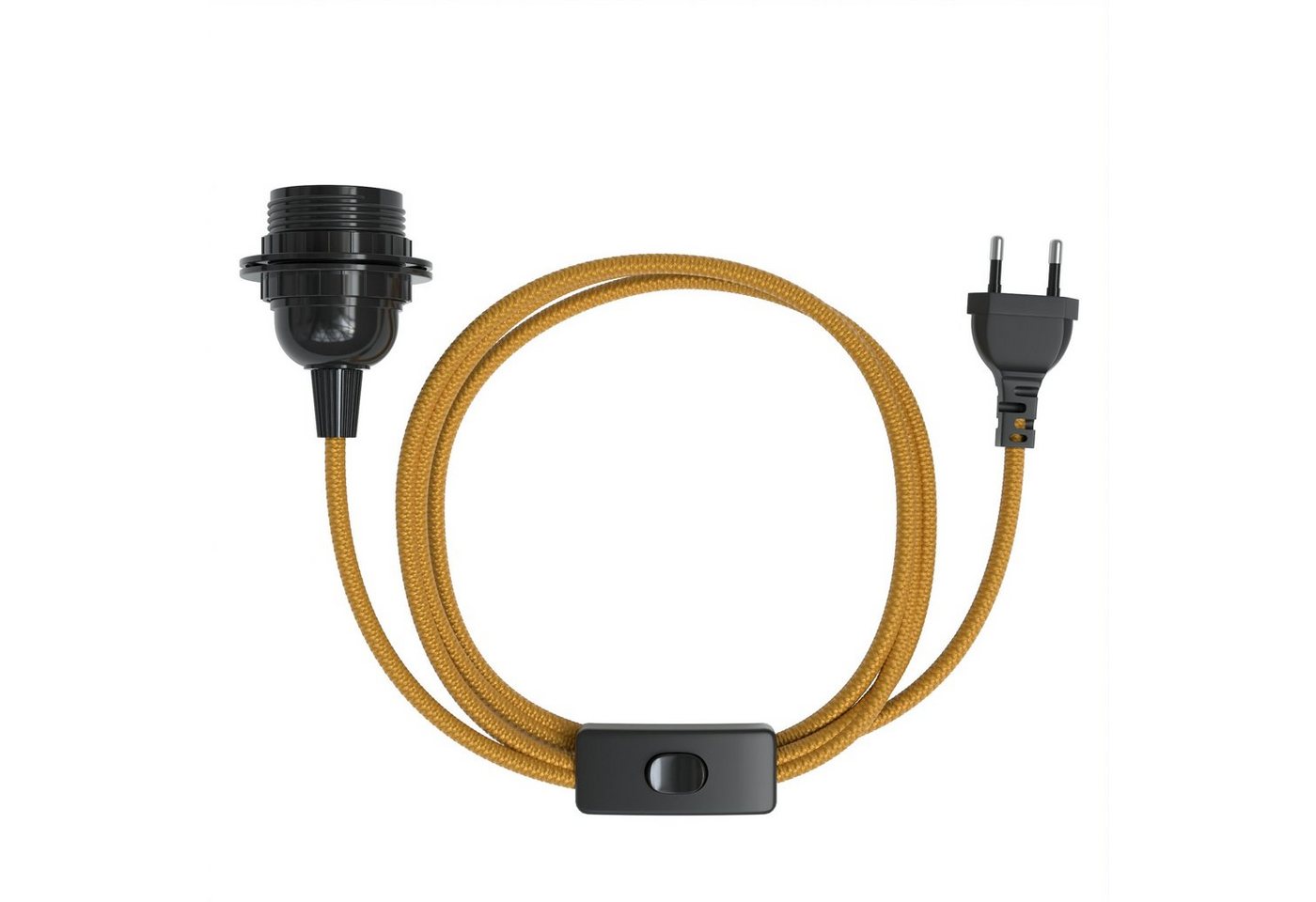 EAZY CASE Lampenfassung 3x E27 Lampensockel 5m Kabel & Schalter DIY Lampen, (1-St), E27 Lampenfassung mit Stromtecker Stoff Kabel Vintage Leuchte Bronze Bild 3