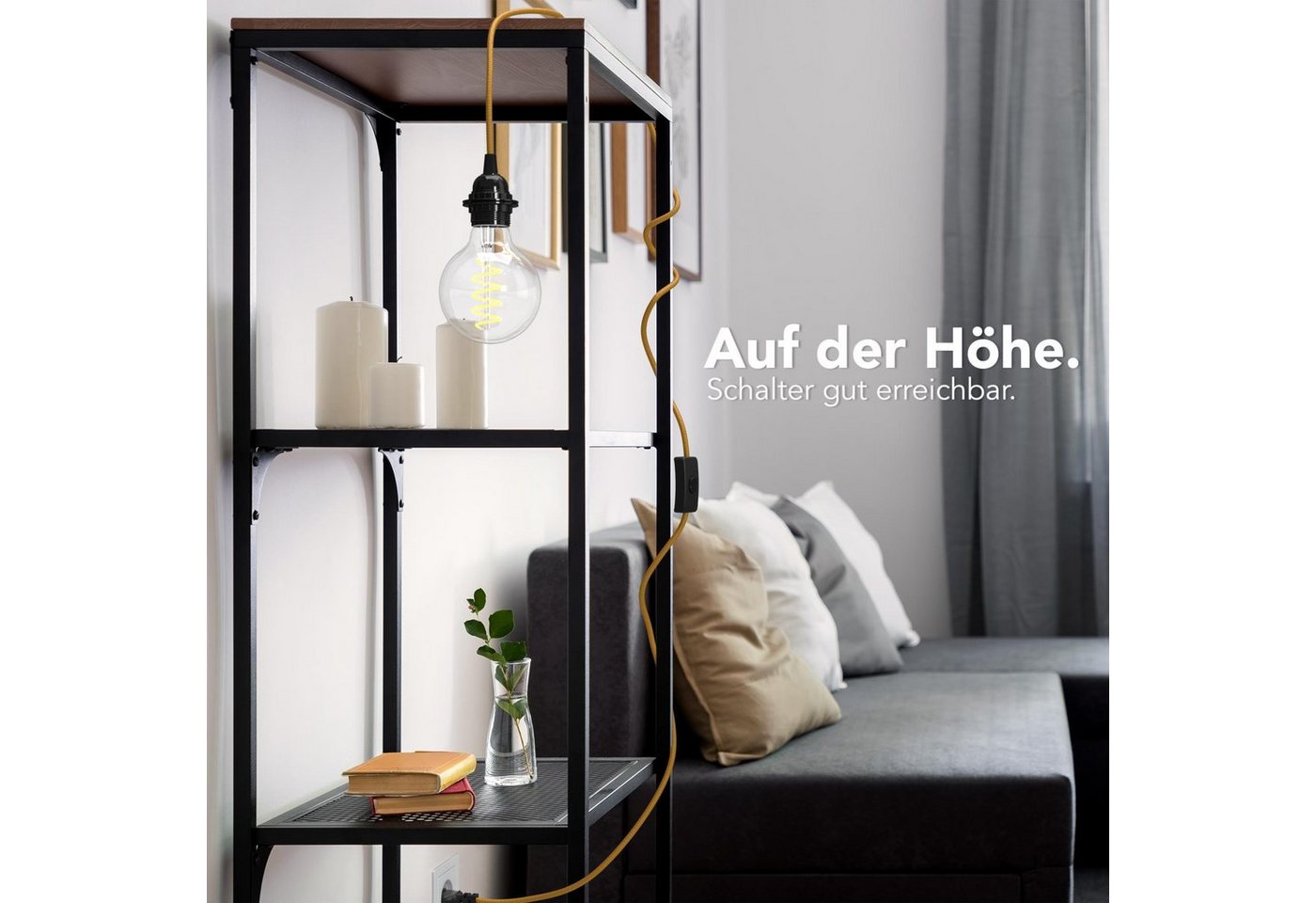 EAZY CASE Lampenfassung 3x E27 Lampensockel 5m Kabel & Schalter DIY Lampen, (1-St), E27 Lampenfassung mit Stromtecker Stoff Kabel Vintage Leuchte Bronze Bild 5