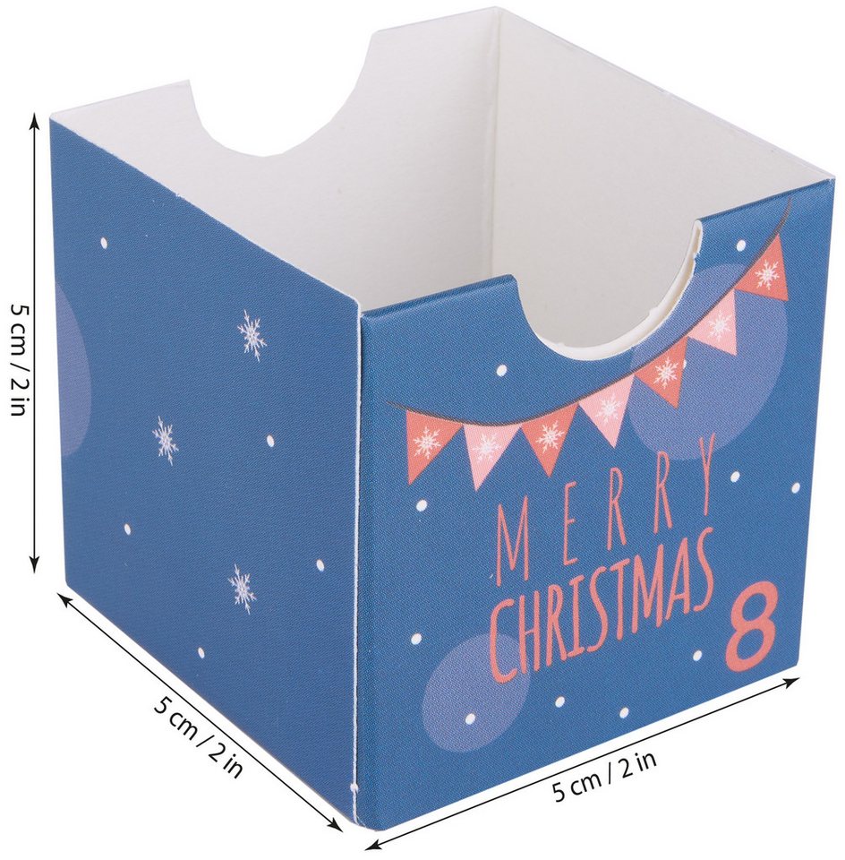BRUBAKER befüllbarer Adventskalender DIY Weihnachtskalender mit 24 Türchen zum Befüllen Wichtel Zwerge Blau (Wiederverwendbar, 1-tlg), Kalender für Gutscheine Süßigkeiten 32,5 cm Pappe Bild 4