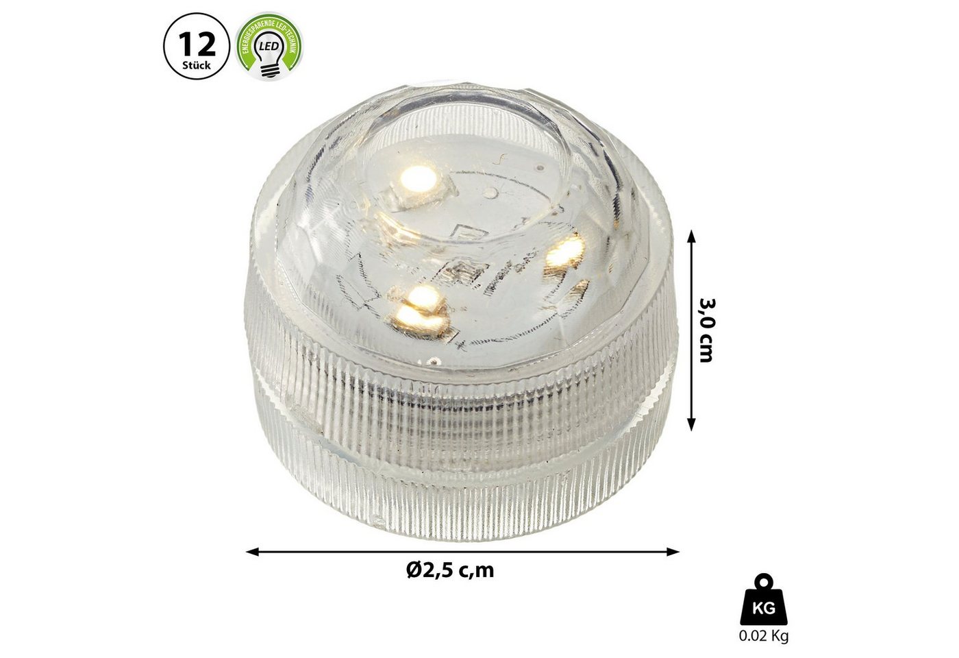 CEPEWA LED Dekolicht Teelicht LED 12er Set warmweiß