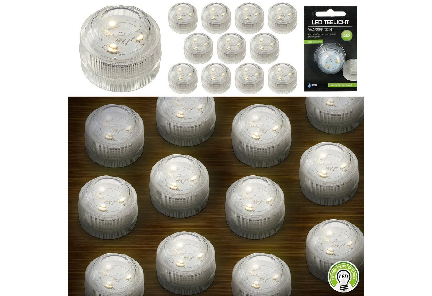 CEPEWA LED Dekolicht Teelicht LED 12er Set warmweiß Bild 4