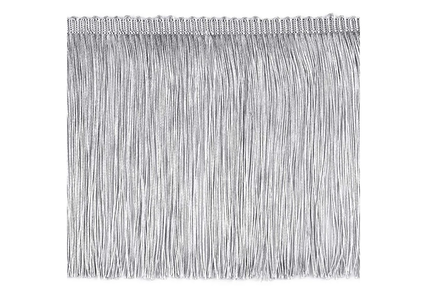 maDDma Webband Fransenborte extrabreit ab 1m Meterware 155mm Quastenborte Zierborte, silber Bild 2
