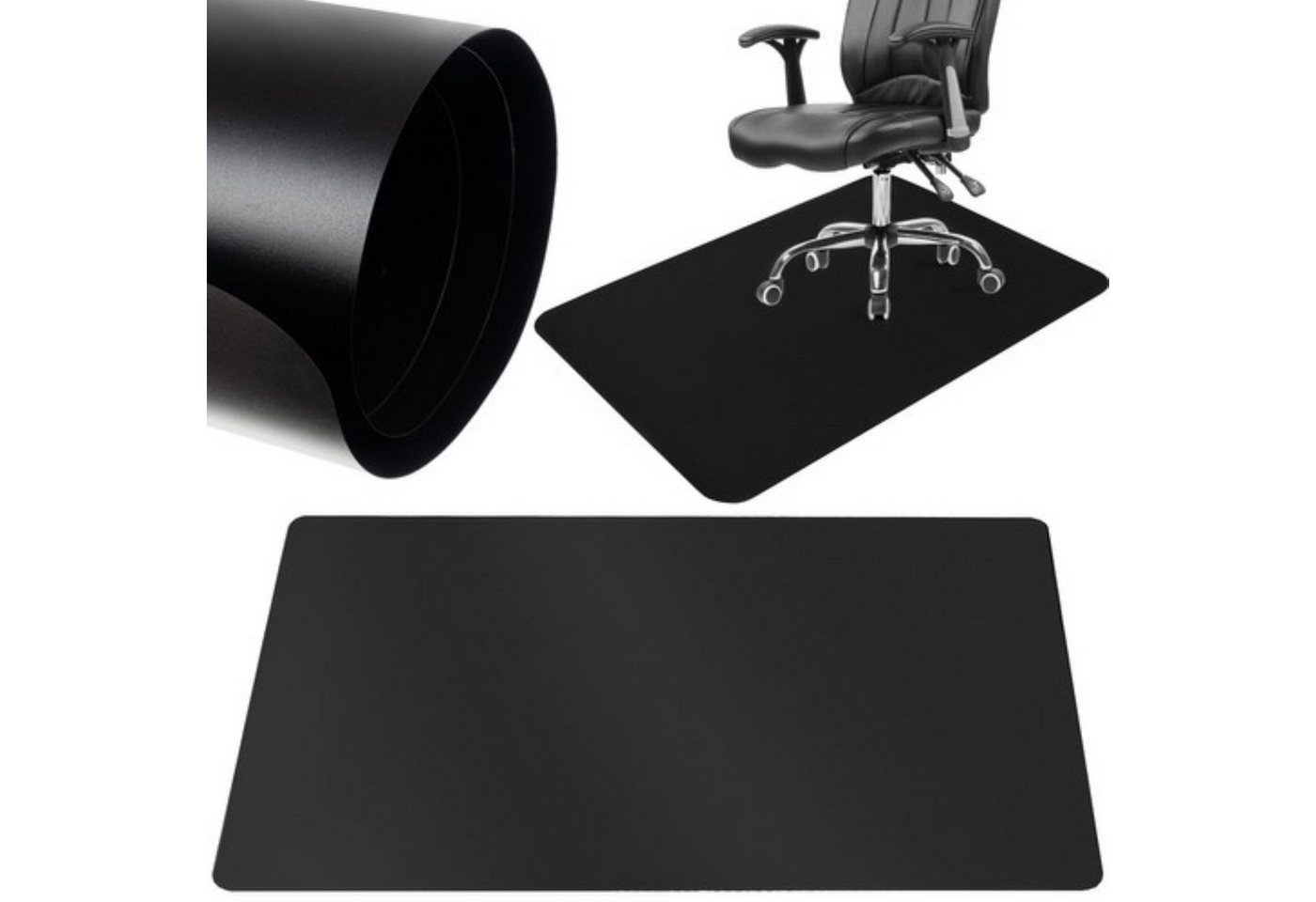 Ruhhy Bodenschutzmatte Schwarze Büro Stuhlschutzmatte - 90x130cm, Stuhlschutzmatte-Set, 90x130cm Bodenschutzmatte, Schwarzes mattes Design für unauffälligen Bodenschutz Bild 2