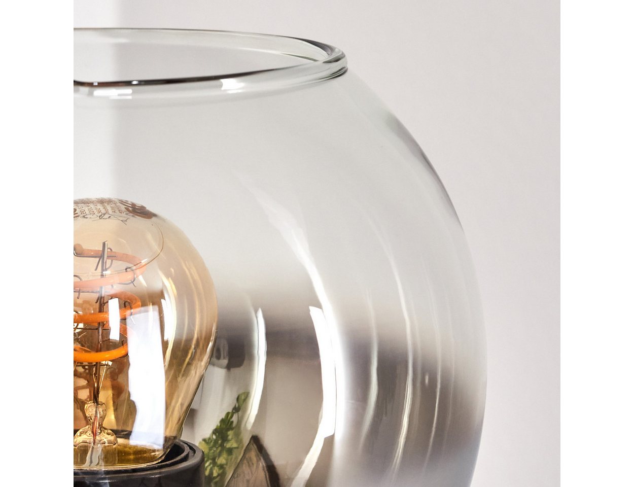 hofstein Tischleuchte Tischlampe aus Metall/Glas in Schwarz/Chromfarben/Klar, ohne Leuchtmittel, mit Glasschrim(15cm), Schalter am Kabel, 1x E27, ohne Leuchtmittel