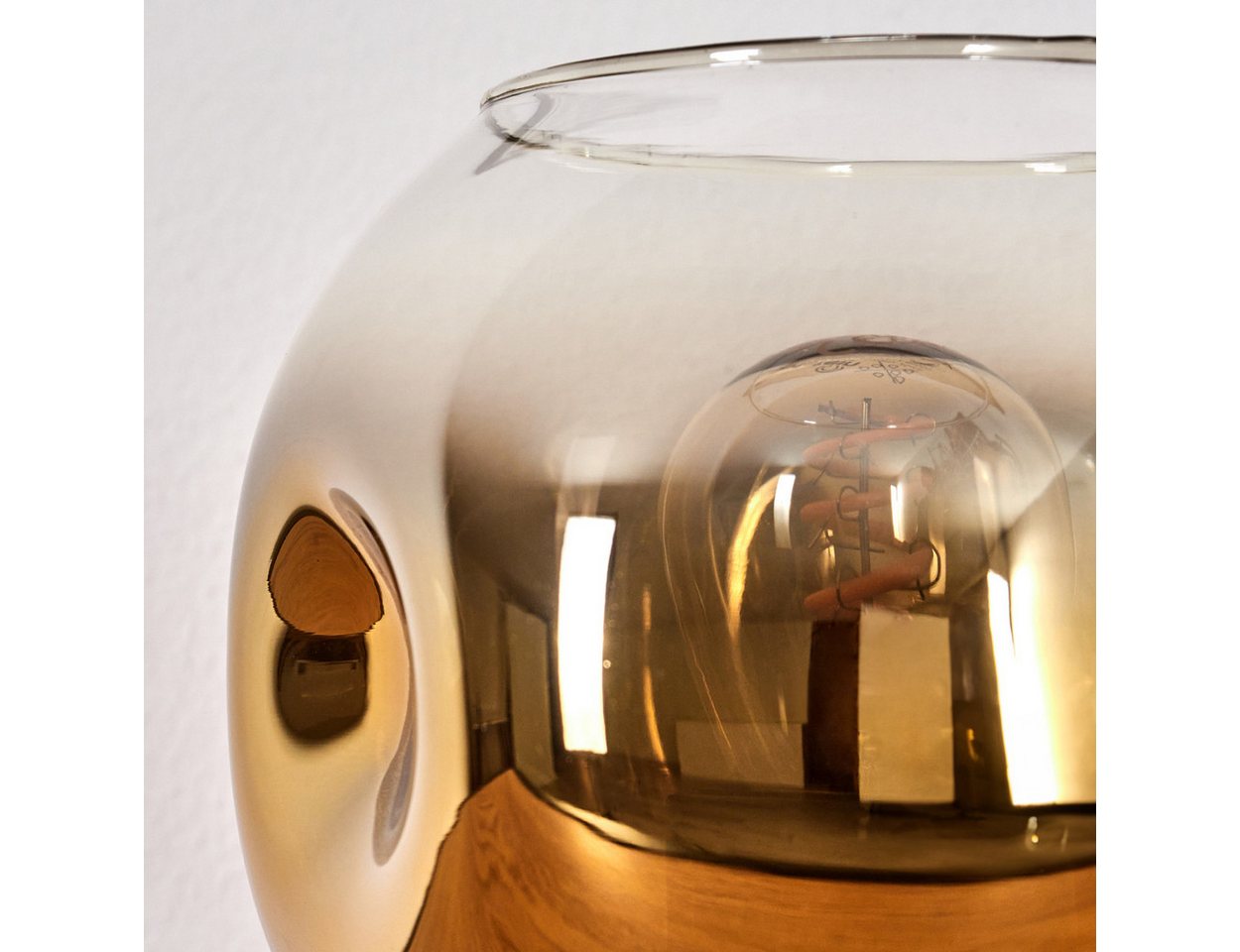 hofstein Tischleuchte Tischlampe aus Metall/Glas in Schwarz/Gold/Klar, ohne Leuchtmittel, mit Glasschrim(15cm), Schalter am Kabel, 1 x E27, ohne Leuchtmittel Bild 2