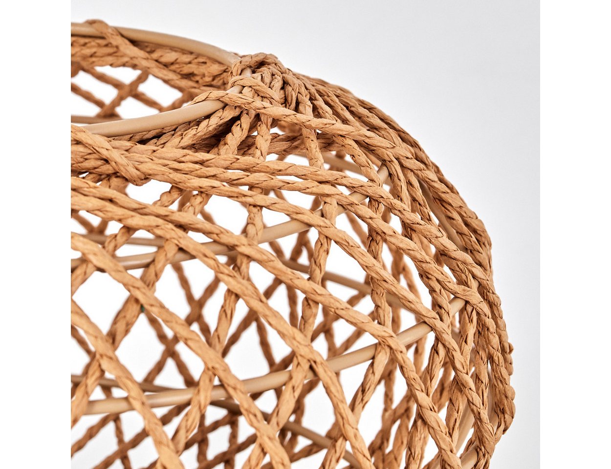 hofstein Tischleuchte moderne Boho Tischlampe aus Metall/Rattan in Schwarz/Natur, ohne Leuchtmittel, Gitterschirm Leuchte, Schalter am Kabel, 1 x E27, ohne Leuchtmittel Bild 5