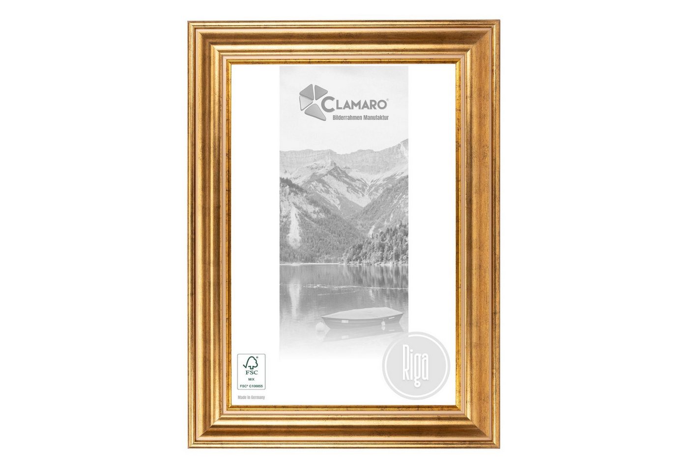 Clamaro Bilderrahmen, Antik Massivholz 'RIGA' Shabby Chic Vintage Barock GOLD Bild 2