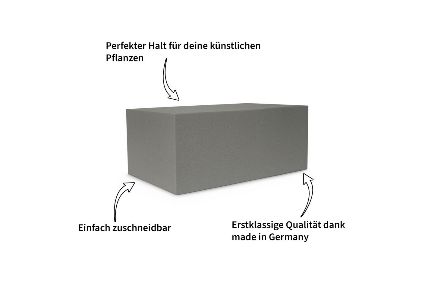 matches21 HOME & HOBBY Schaumgummi Blumen Steckmasse „trocken“ für Kunstblumen 4 Stk. grau, Steckschaum Ziegel für Blumen-Gestecke als Tisch-Deko Grab-Schmuck Bild 3