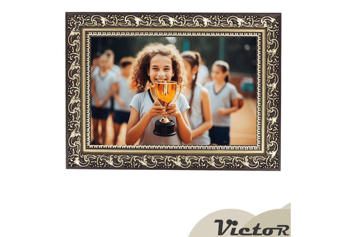 Victor (Zenith) Bilderrahmen Vinci, Bilderrahmen Schwarz Gold 10x15 cm, Bilderrahmen A6 Barock, Antik Bild 5