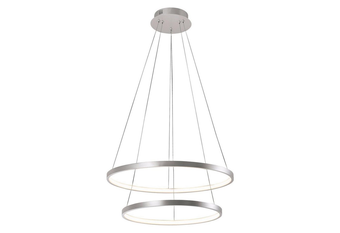 JUST LIGHT LED Pendelleuchte HELIKE, 1-flammig, Silbergrau, Kunststoff, Metall, LED fest integriert, Extra-Warmweiß, Höhenverstellbar, Ø 50 x H 120 cm