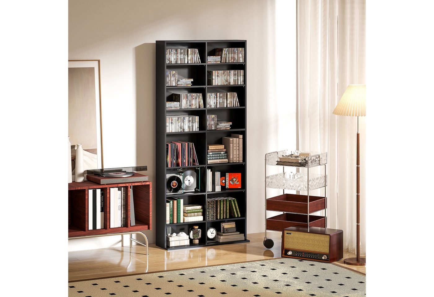 HOMCOM CD-Regal Medienaufbewahrung für Wohnzimmer, Blu-ray-Regal 1-tlg., Große Speicherkapazität, verstellbare Fächer, kompakt Bild 5