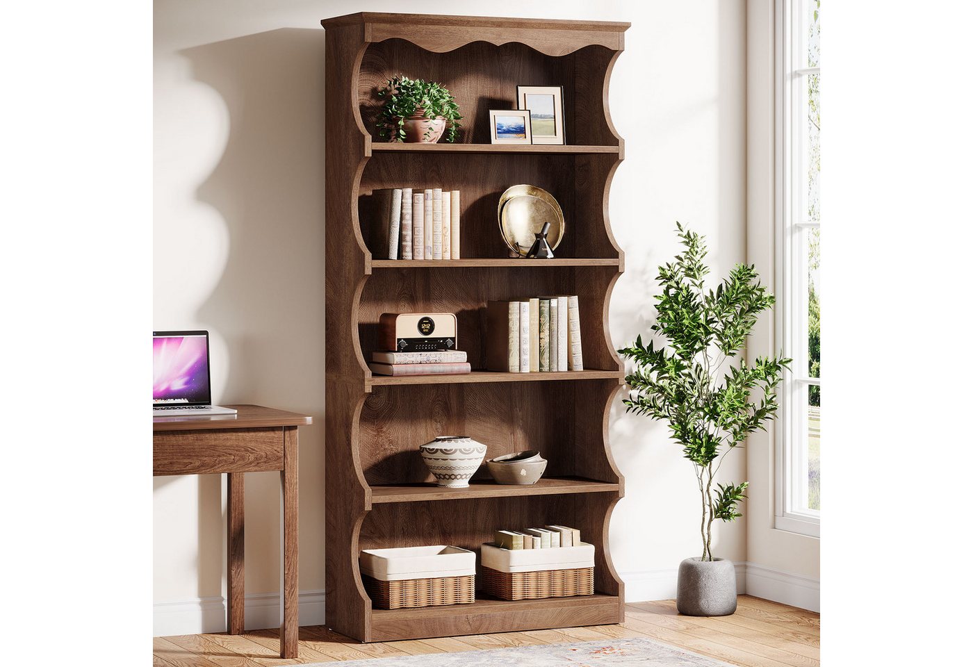 Tribesigns Bücherregal 180 cm Regal mit 6 Ebenen, Standregal mit Aufbewahrungsregal Bild 4