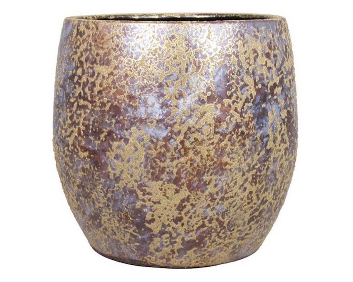 INNA-Glas Blumentopf Vintage Pflanztopf Mago aus Keramik, Wischoptik, Gold, 17 cm, Ø 19 cm