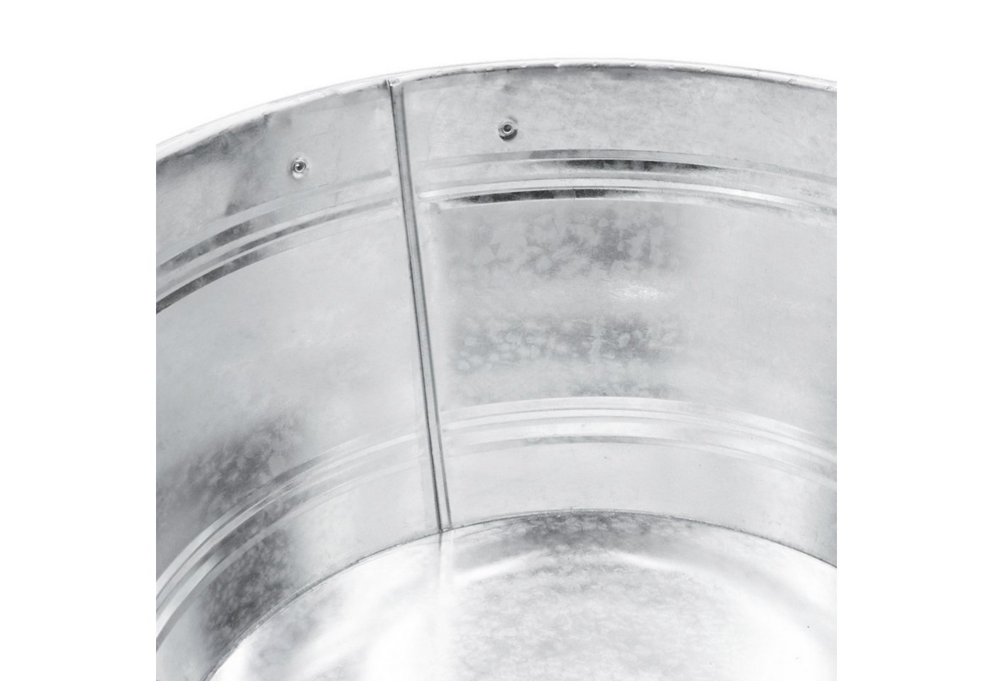Spetebo Pflanzschale Zinkwanne mit Griffen aus Jutekordel (25 L, 1 St., rund), Metall Blumenschale silber verzinkt, 45 x 22 cm