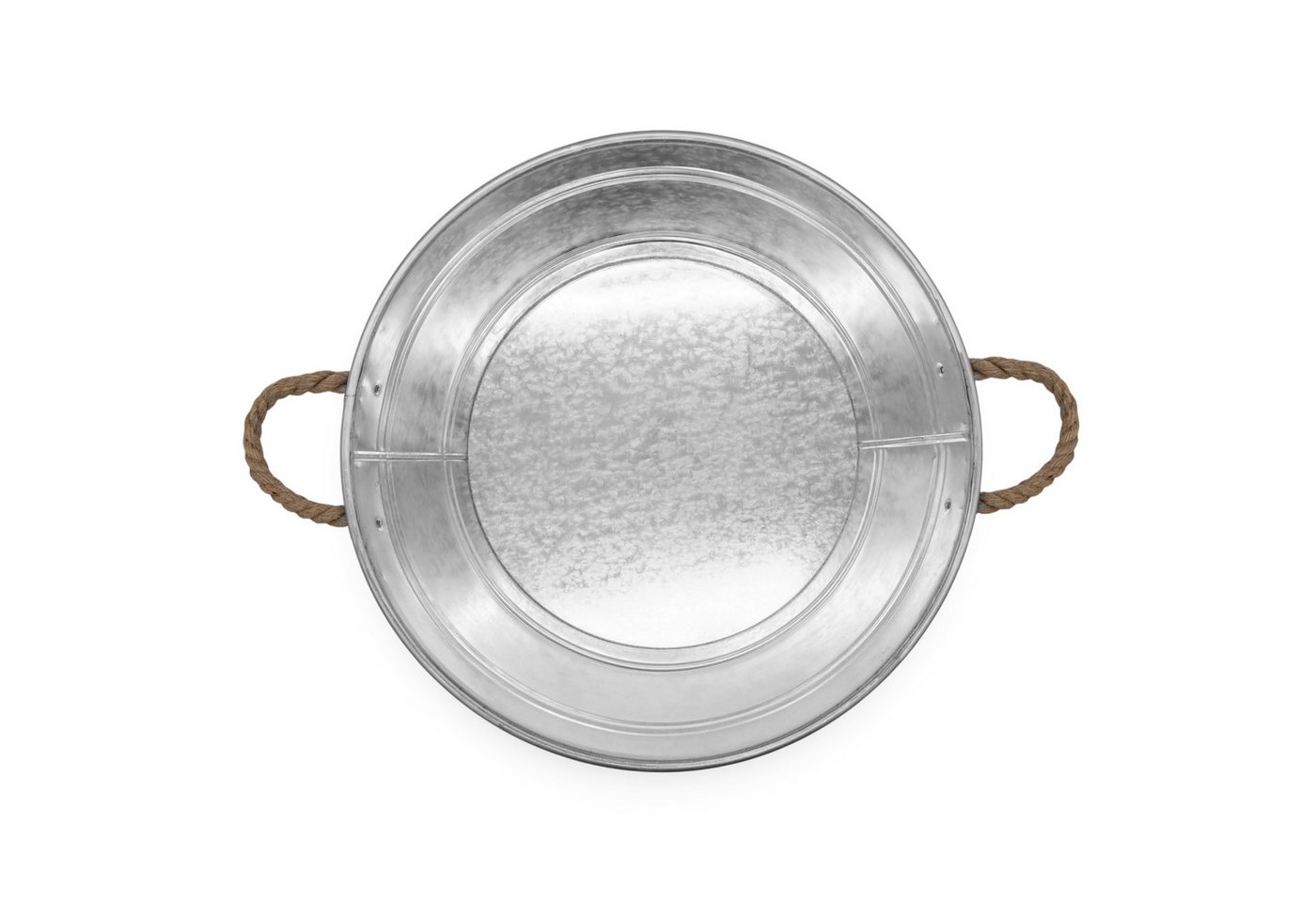 Spetebo Pflanzschale Zinkwanne mit Griffen aus Jutekordel (25 L, 1 St., rund), Metall Blumenschale silber verzinkt, 45 x 22 cm Bild 4
