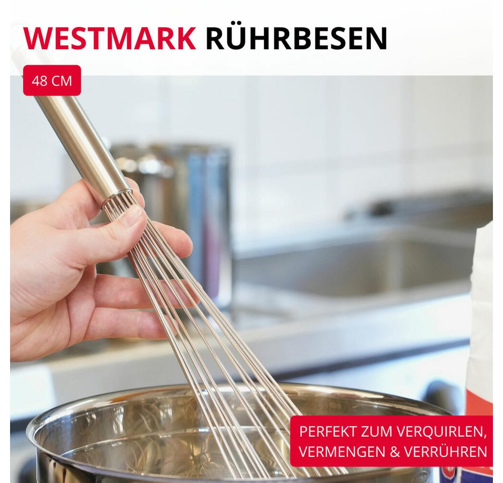 WESTMARK Schneebesen Pro, für die Profiküche, starr, silber, 48 cm, groß, rostfrei, spülmaschinengeeignet, ergonomischer Griff Bild 5