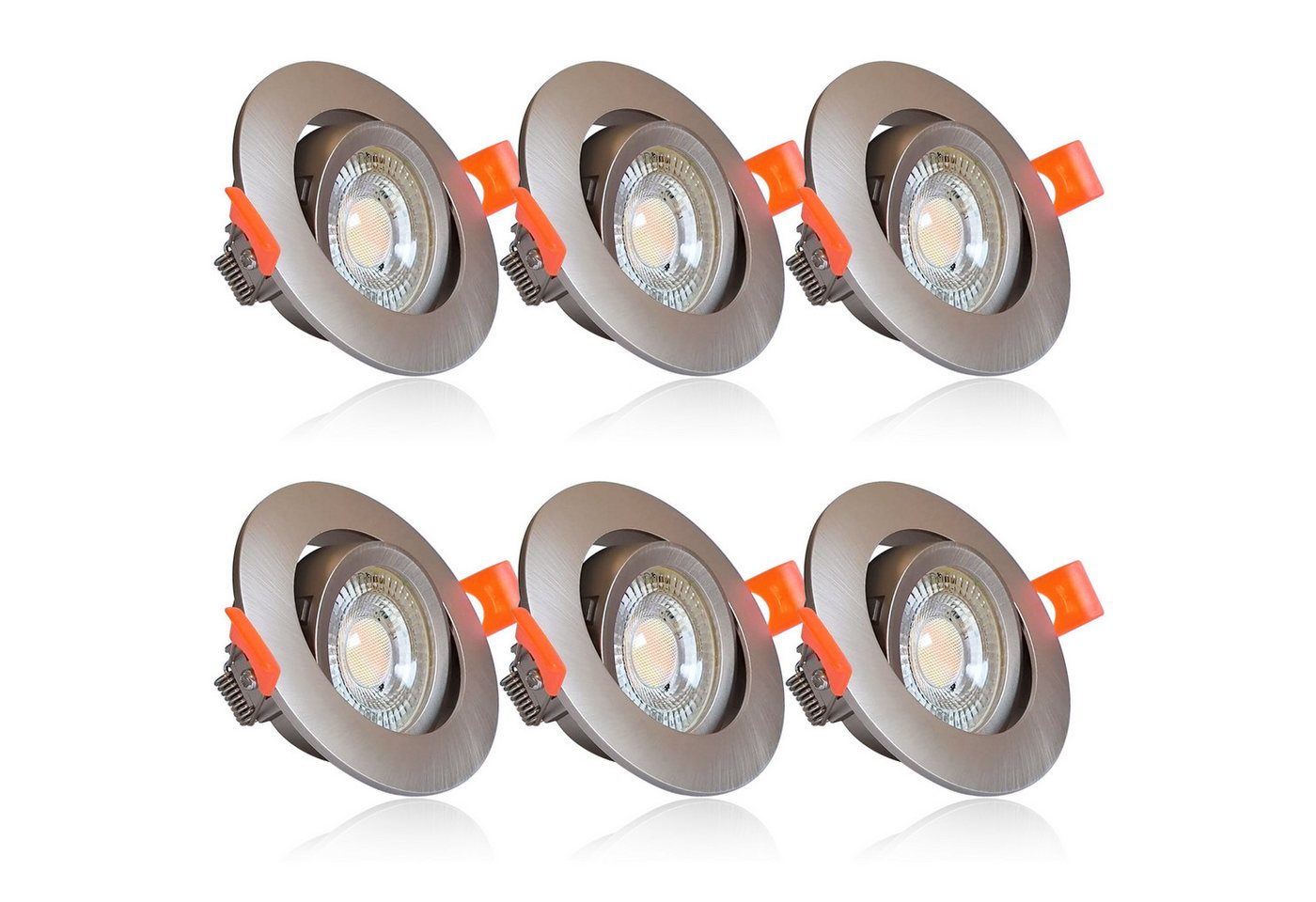 Maxkomfort LED Einbaustrahler 6er Set LED Einbaustrahler schwenkbar ultraflach Ø85mm, LED wechselbar, Warmweiß/Kaltweiß/Neutralweiß, 3 Lichtfarben - 3000K/4000K/6500K - Deckenspots/Einauspots IP20 silber Bild 2