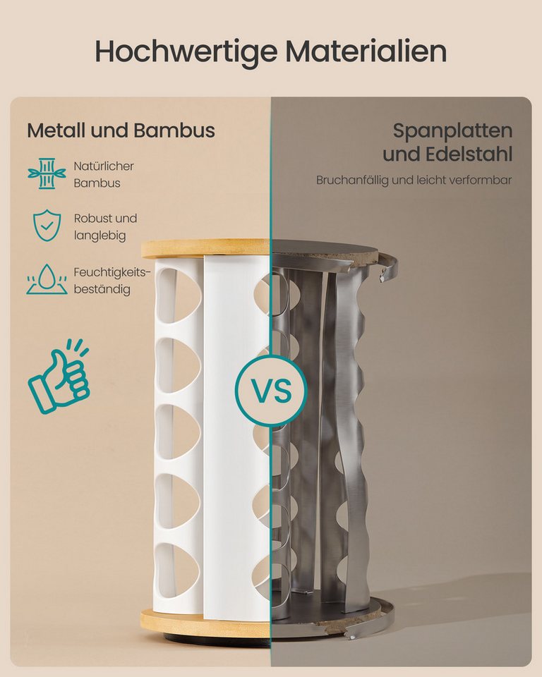 SONGMICS Gewürzregal drehbar, mit 20 Gewürzgläsern, Gewürz-Organizer, Küchenregal, mit Etiketten und Zubehör Bild 2