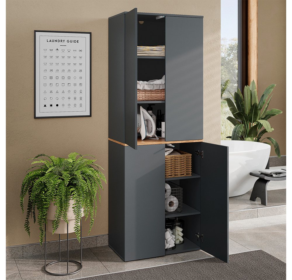 Vicco Hochschrank Viktor, Anthrazit/Goldkraft Eiche, 68 x 188.6 cm mit 6 geschlossene... (1-St) Bild 2