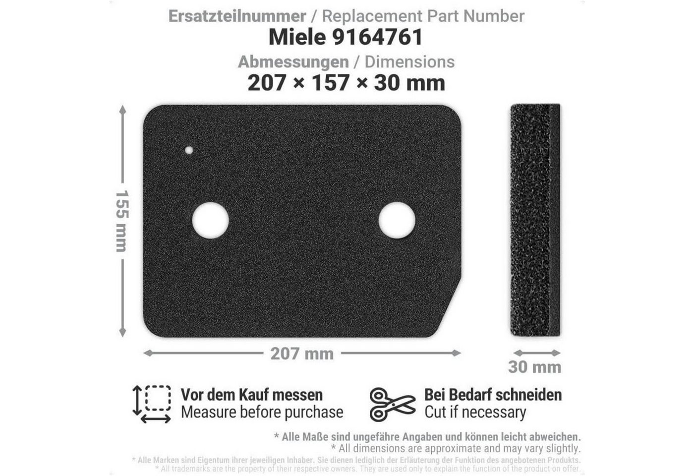 LuxusKollektion Filtermatte 2x Trockner Filter Miele 9164761 Fein-Grob Wärmetauscher Filter Dryer
