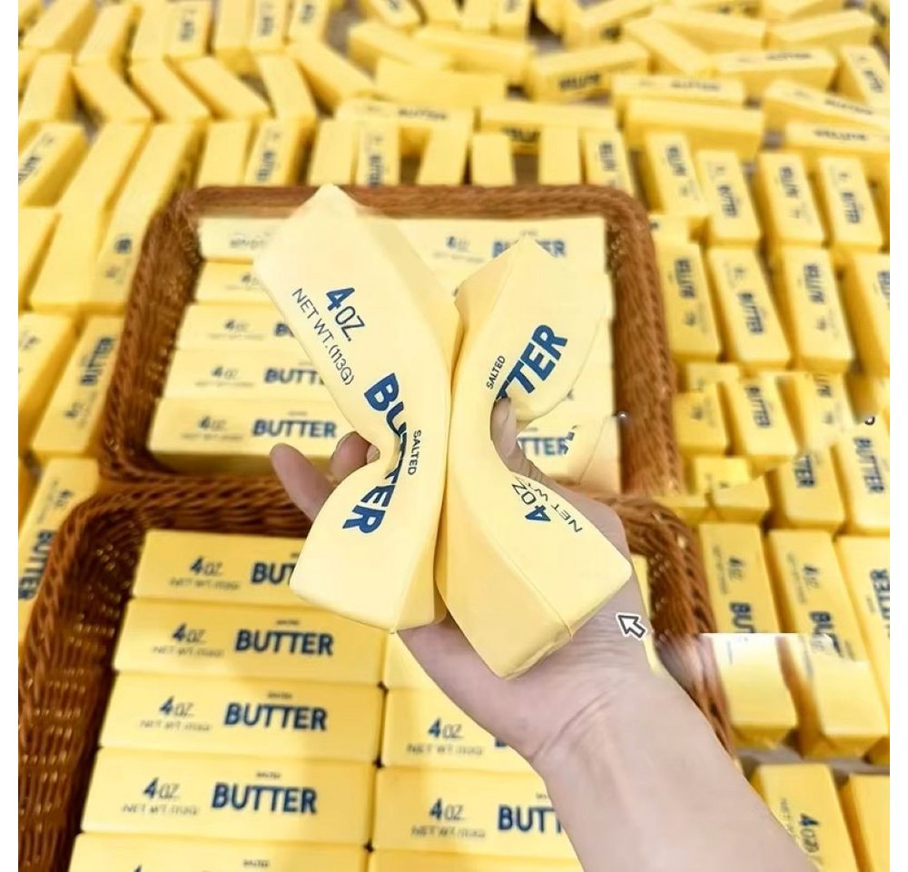 OLi Therapieknete Therapieknete Squishy Butter Weiche dehnbare Knetmasse (400G) (weicher Slow Rising Squishy im lustigen Butter-Design, 1-tlg., L-24,5cm / B-5,5cm), Anti-Stress, Spielspaß für Kinder & Erwachsene Bild 5