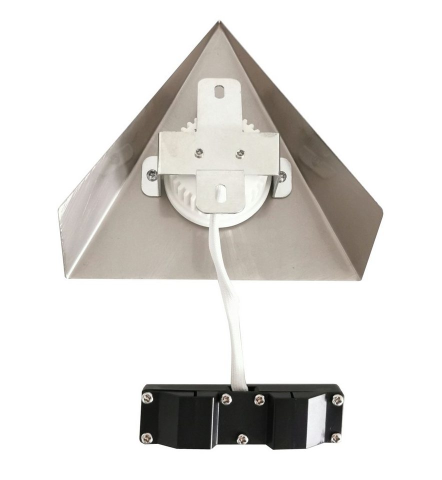 TRANGO LED Unterbauleuchte, 6er Set 6739-62 LED-Küchenunterbauleuchte *COOK* LED Einbauleuchte - Einbaustrahler aus Edelstahl inkl. 6x 4.8 Watt LED Modul 3000K warmweiß - direkt 230 Volt - beliebig erweiterbar, Schalter - Dreieckleuchte – Schrankleuchte Bild 4