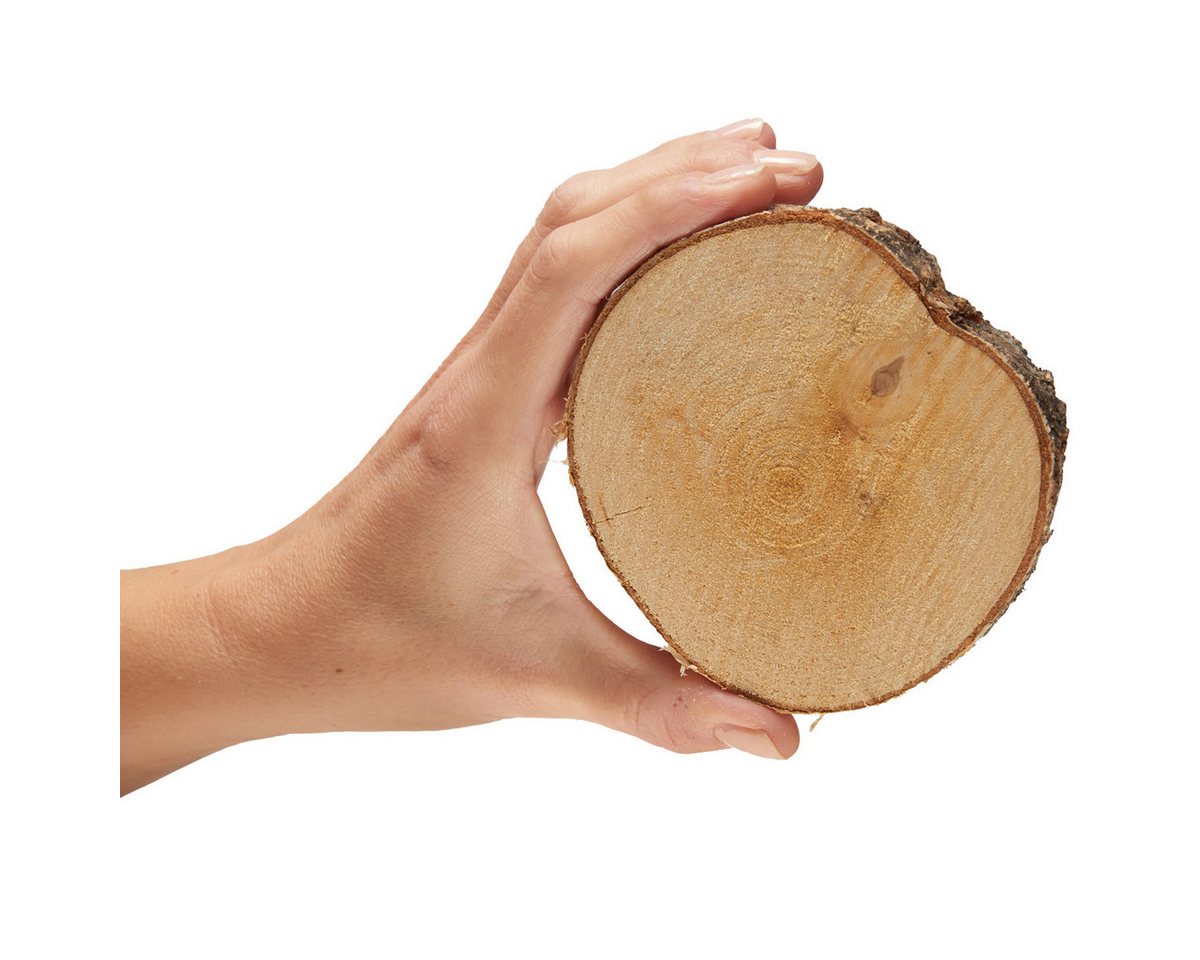 matches21 HOME & HOBBY Bastelnaturmaterial Baumscheiben 10 Stk. Dekoholz Holzscheiben Holzplatten 8 - 10 cm, (10-tlg), nachhaltige EU Birkenscheiben für Basteln Dekorieren Tischdeko
