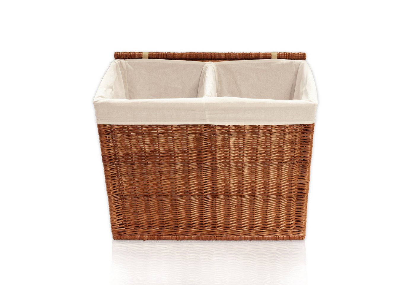 Lycce Wäschesortierer Wäschekorb 2 Fächer 120 l Wäschesortierer Weide natur 67 x 33 x 56 cm Bild 4