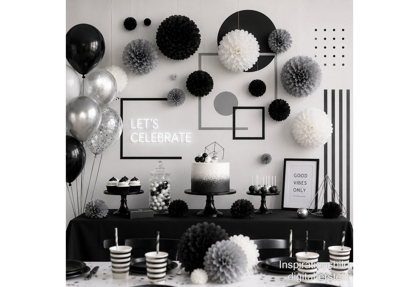 Creativery Pompon, Pompon 35cm Papier 1 Stück Silber / Grau Bild 3