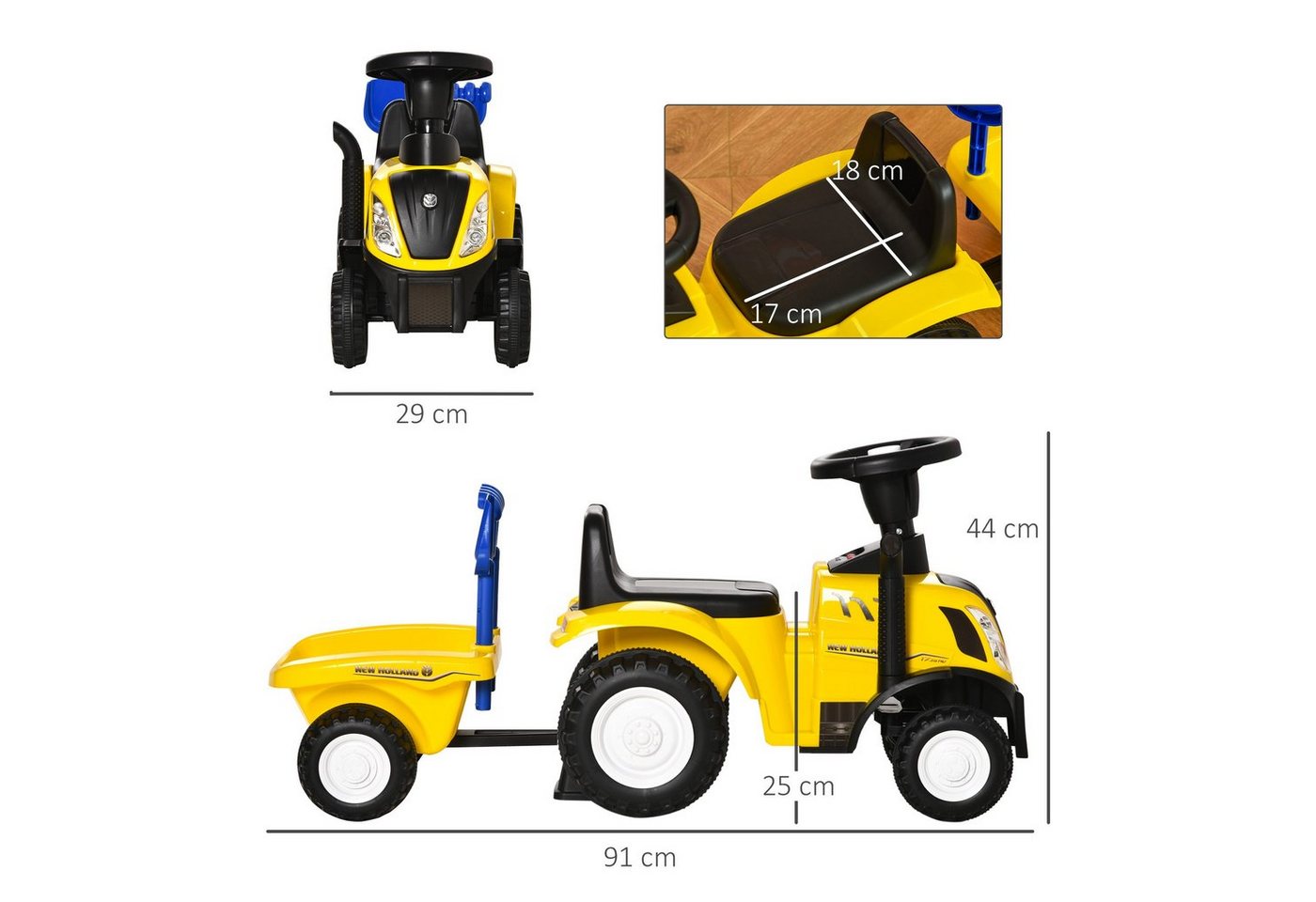 HOMCOM Rutscher Kinderrutscherfahrzeug mit Hupe, (Kinderauto, 1-tlg., Kinder Rutschauto), Kunststoff Metall Blau 91 x 29 x 44 cm