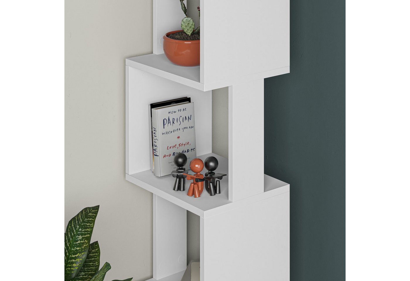Decortie Bücherregal Piri, Standregal Bücherregal Holz Wohnzimmer, 35 x 30 x 161 cm