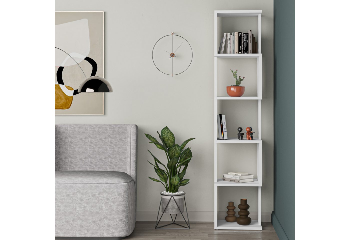 Decortie Bücherregal Piri, Standregal Bücherregal Holz Wohnzimmer, 35 x 30 x 161 cm Bild 4
