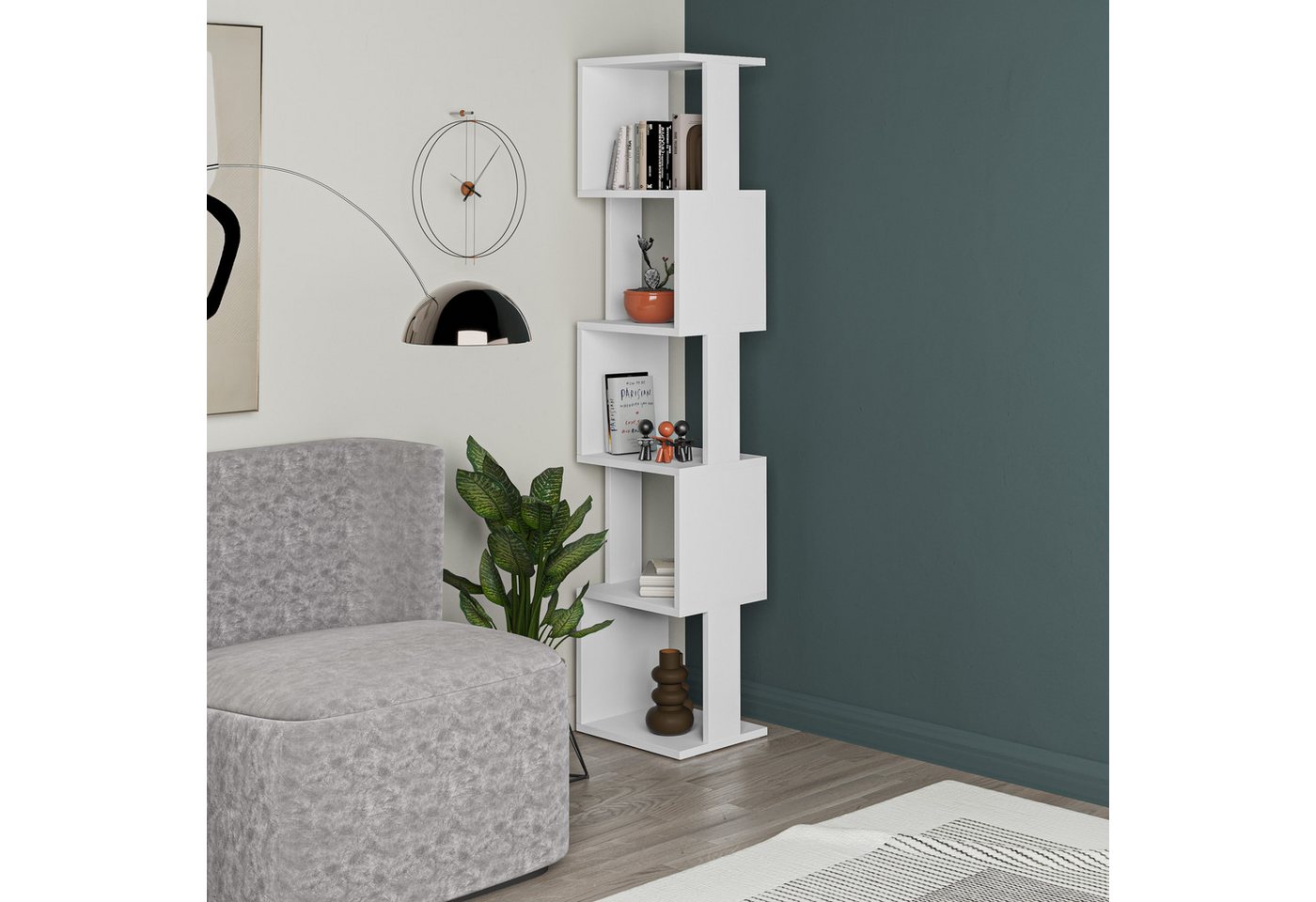 Decortie Bücherregal Piri, Standregal Bücherregal Holz Wohnzimmer, 35 x 30 x 161 cm Bild 5