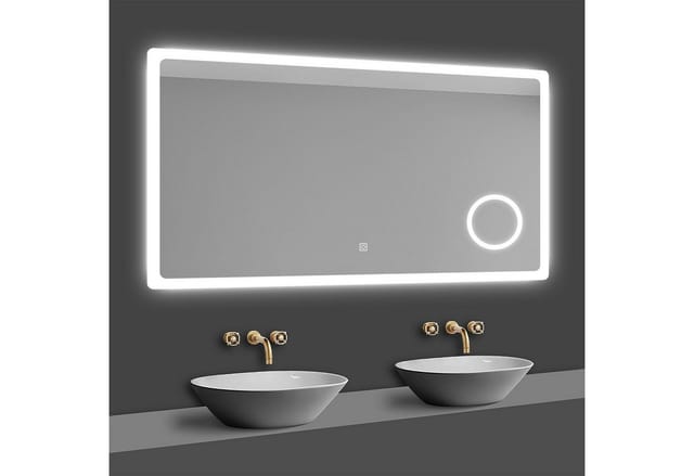 duschspa Badspiegel LED Beleuchtung Kalt/Neutral/Warmweiß Dimmbar Beschlagfrei, 3x LED Schminkspiegel, Touch, Wandschalter