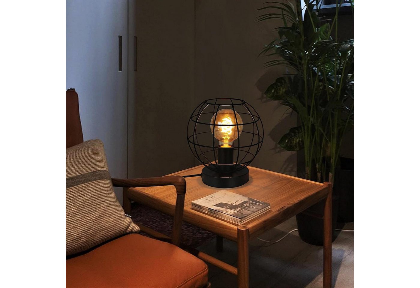 Nettlife Tischleuchte Vintage Schwarz E27 Retro Industrial Tischlampe aus Metall, mit Schalter, LED wechselbar, Wohnzimmer Kinderzimmer Schreibtisch Schlafzimmer