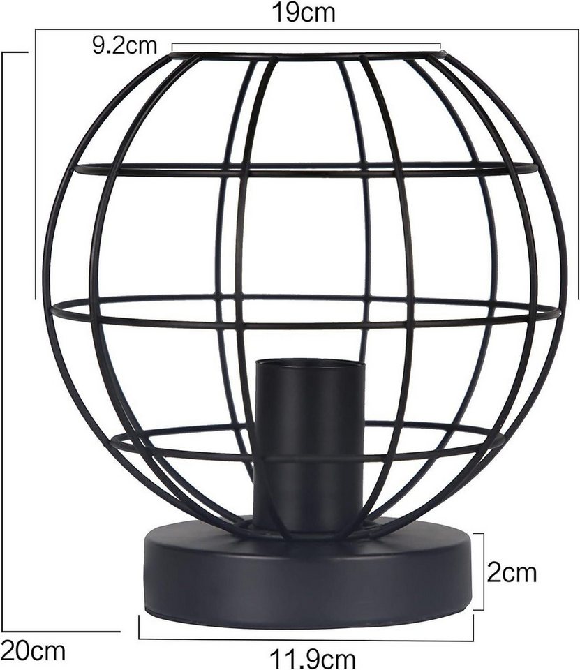 Nettlife Tischleuchte Vintage Schwarz E27 Retro Industrial Tischlampe aus Metall, mit Schalter, LED wechselbar, Wohnzimmer Kinderzimmer Schreibtisch Schlafzimmer Bild 3