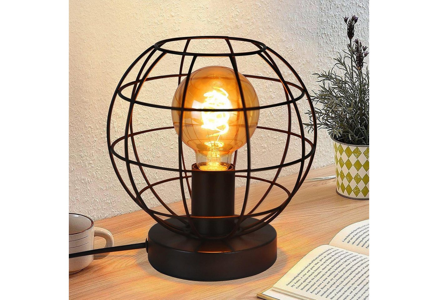 Nettlife Tischleuchte Vintage Schwarz E27 Retro Industrial Tischlampe aus Metall, mit Schalter, LED wechselbar, Wohnzimmer Kinderzimmer Schreibtisch Schlafzimmer Bild 5