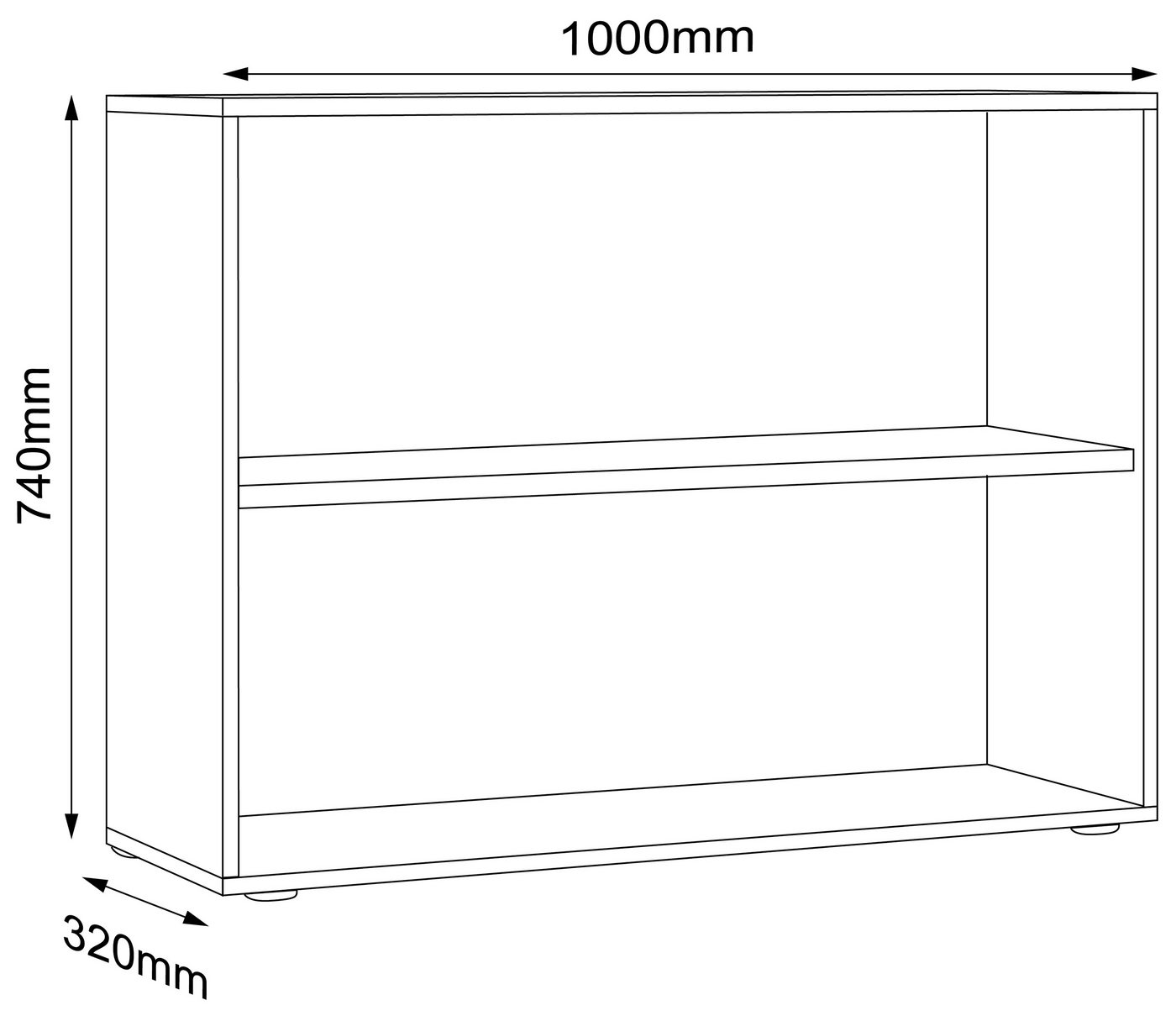 VCM Standregal Bücherregal Salia H. 74 x B. 100 x T. 33 cm, Holzregal stehend, platzsparender Aktenschrank, CD DVD Aufbewahrung Bild 2