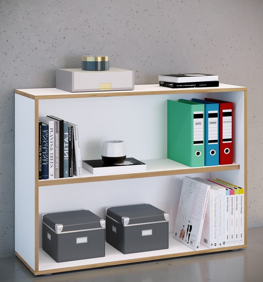 VCM Standregal Bücherregal Salia H. 74 x B. 100 x T. 33 cm, Holzregal stehend, platzsparender Aktenschrank, CD DVD Aufbewahrung Bild 3