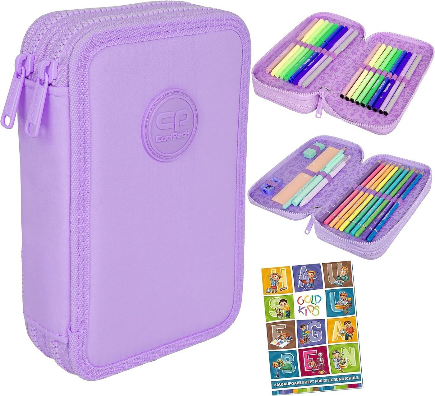 GOLDKIDS Federmäppchen COOLPACK 2-fache Federtasche Federmappe, (34-teilig Schüleretui Stifte und Pinsel, inkl. Aufgabenheft Federbox Etui), Stiftetasche Schlamper-Etui Schul-Etui Bild 3