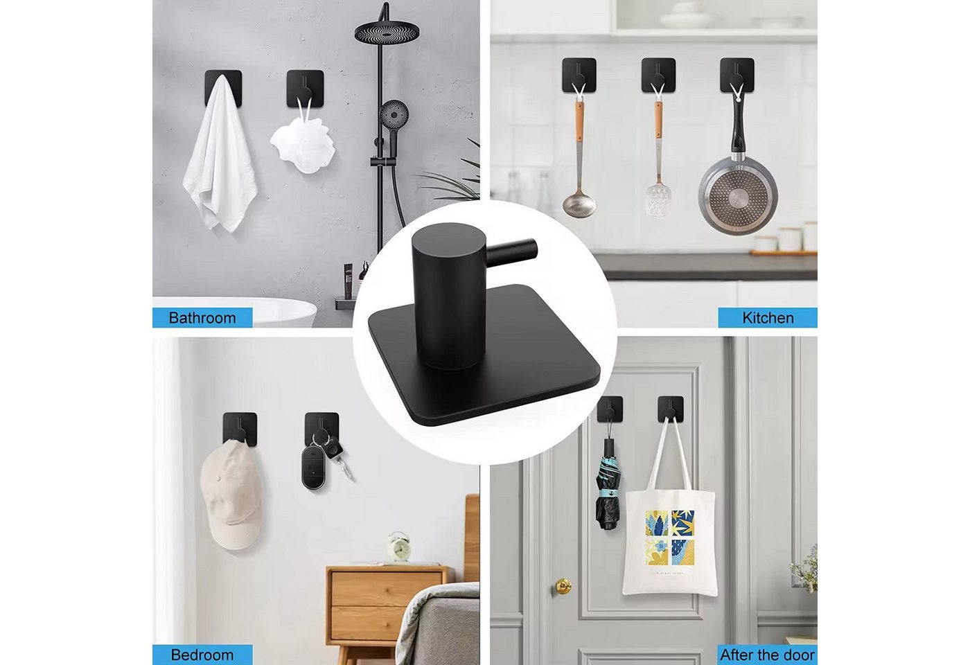 TECBULL Handtuchhaken Klebehaken aus Edelstahl, Wandhaken selbstklebend, V1, Küche, Bad, Flur, Ankleide, Waschküche, Gästezimmer, WC, Badezimmer, Schlafzimmer, etc, (5-St), rostfrei durch hochwertiges Edelstahl