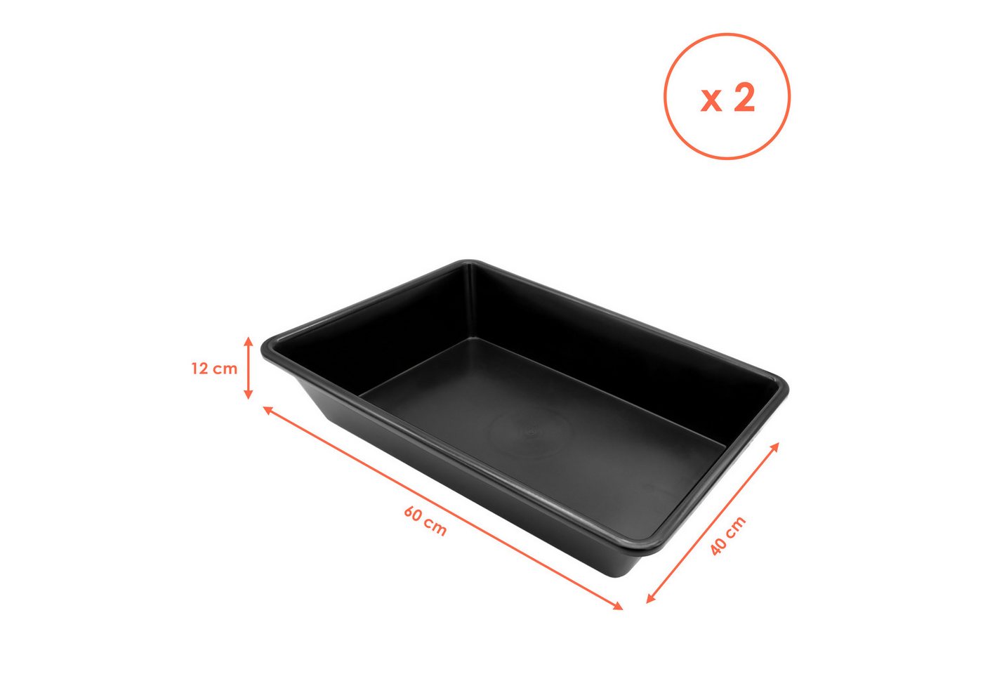 Spetebo Pflanzschale Allzweck Kunststoff Wanne schwarz (Anzahl, 2 St., Stück), aus strapazierfähigem Kunststoff gefertigt Bild 2