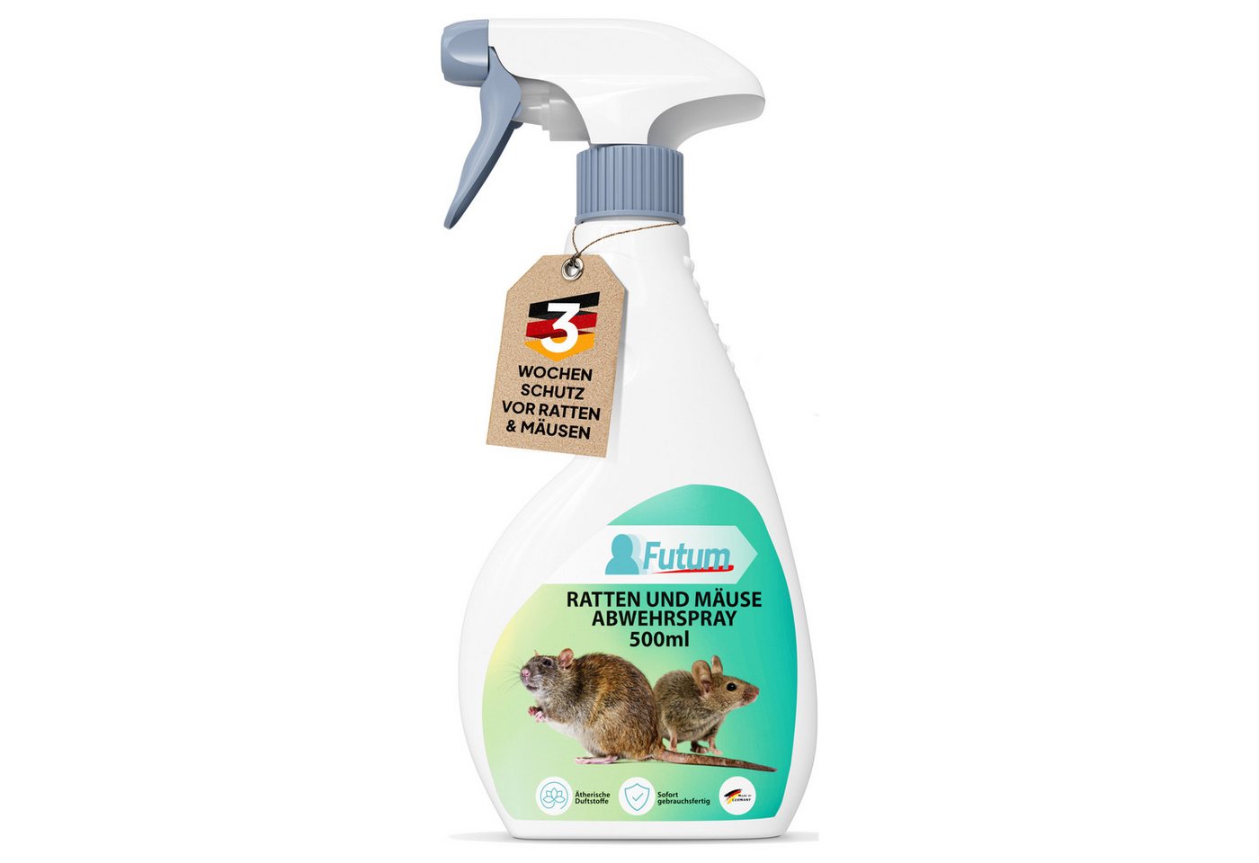 FUTUM Vergrämungsmittel Ratten & Mäuse Abwehrspray, 2 l, Präventiver Schutz, Vielseitig einsetzbar, Wirtschaftlich Bild 4