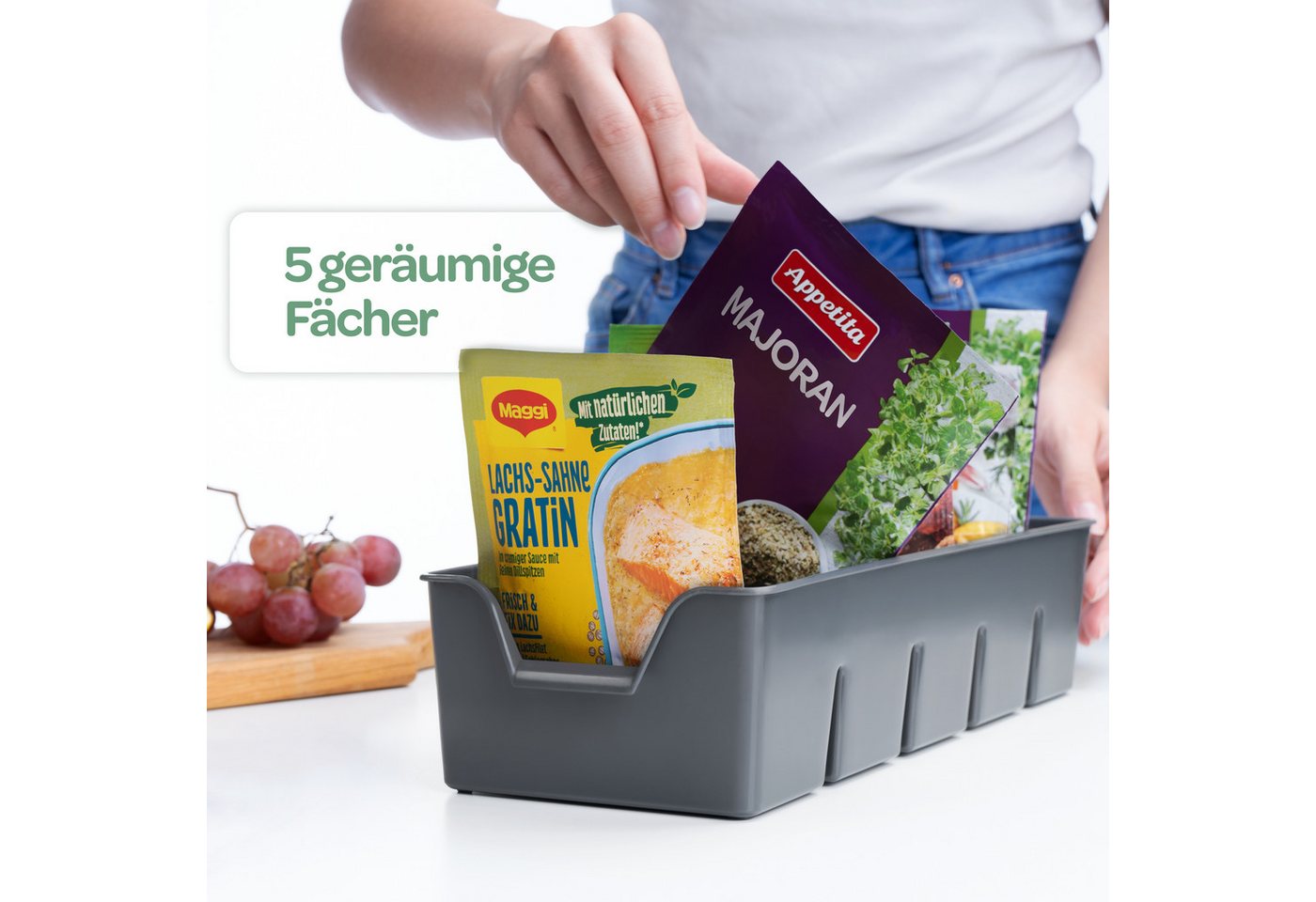 KONZEPT Gewürzregal Gewürz Organizer für Schrank, Gewürzbehälter aus Plastik, 1-tlg., Gewürzorganiser Küche Bild 2
