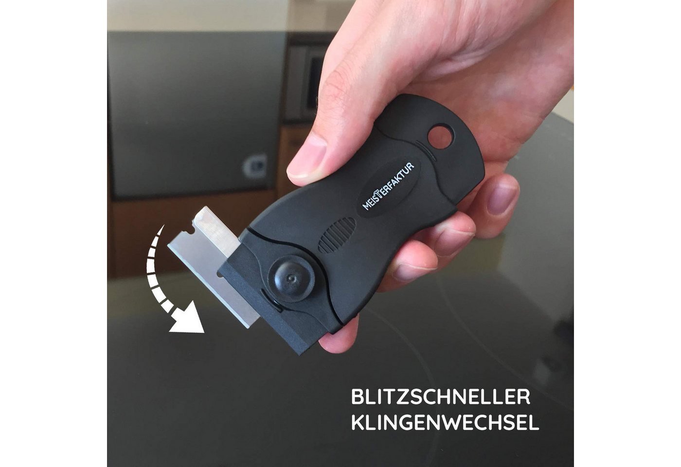 Meisterfaktur Glasschaber Ceranfeldschaber für Backofen, Induktionskochfeld & Ceranfeld Schaber für Kochfeld mit 13 Klingen - für eine saubere Herdplatte! Bild 3